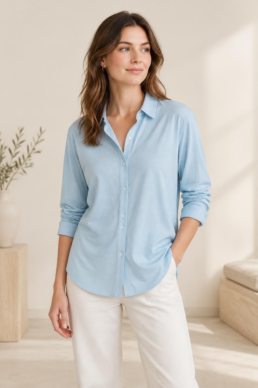Inspiration La blouse avec le tissu AZURA - Jersey de coton