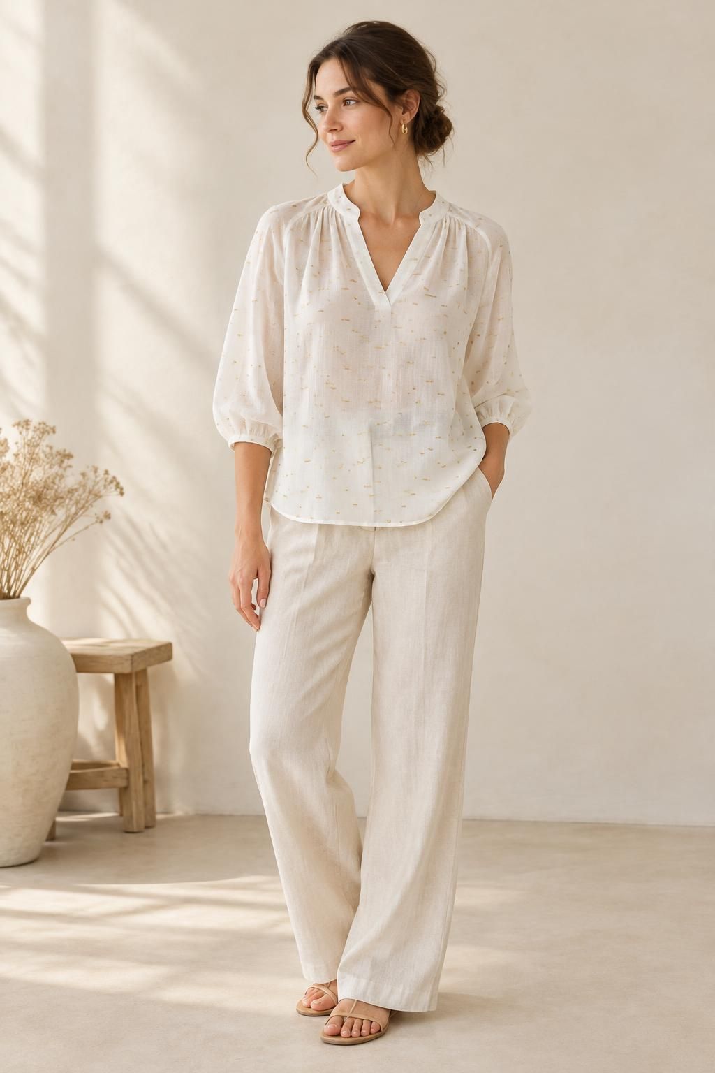The top inspiration using ZINIA - Viscose gauze with lurex plumetis fabric