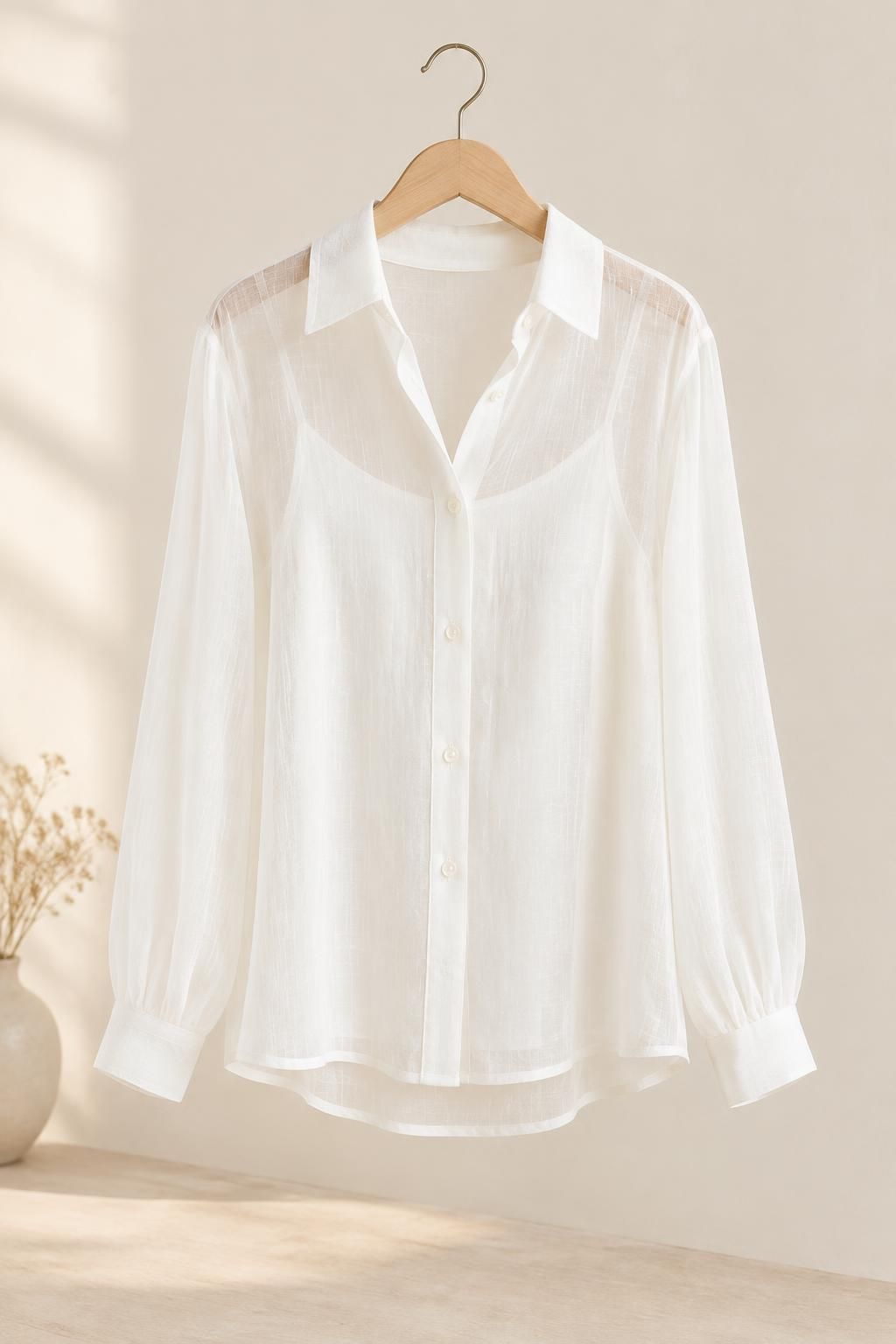 Inspiration La blouse avec le tissu LUMIA - Voile de viscose flammé type organza