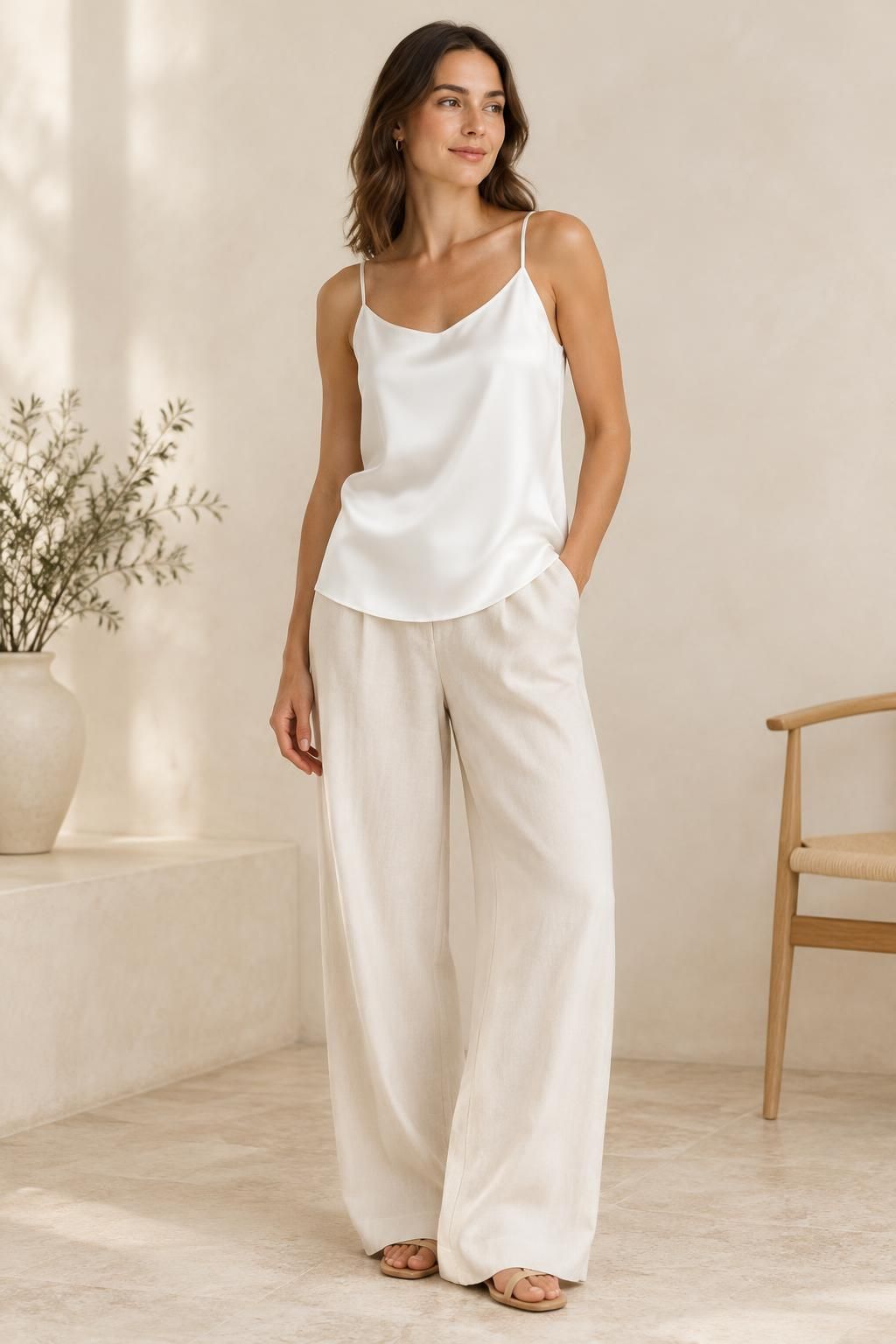 Inspiration Le top avec le tissu NACRE - Satin de coton satiné